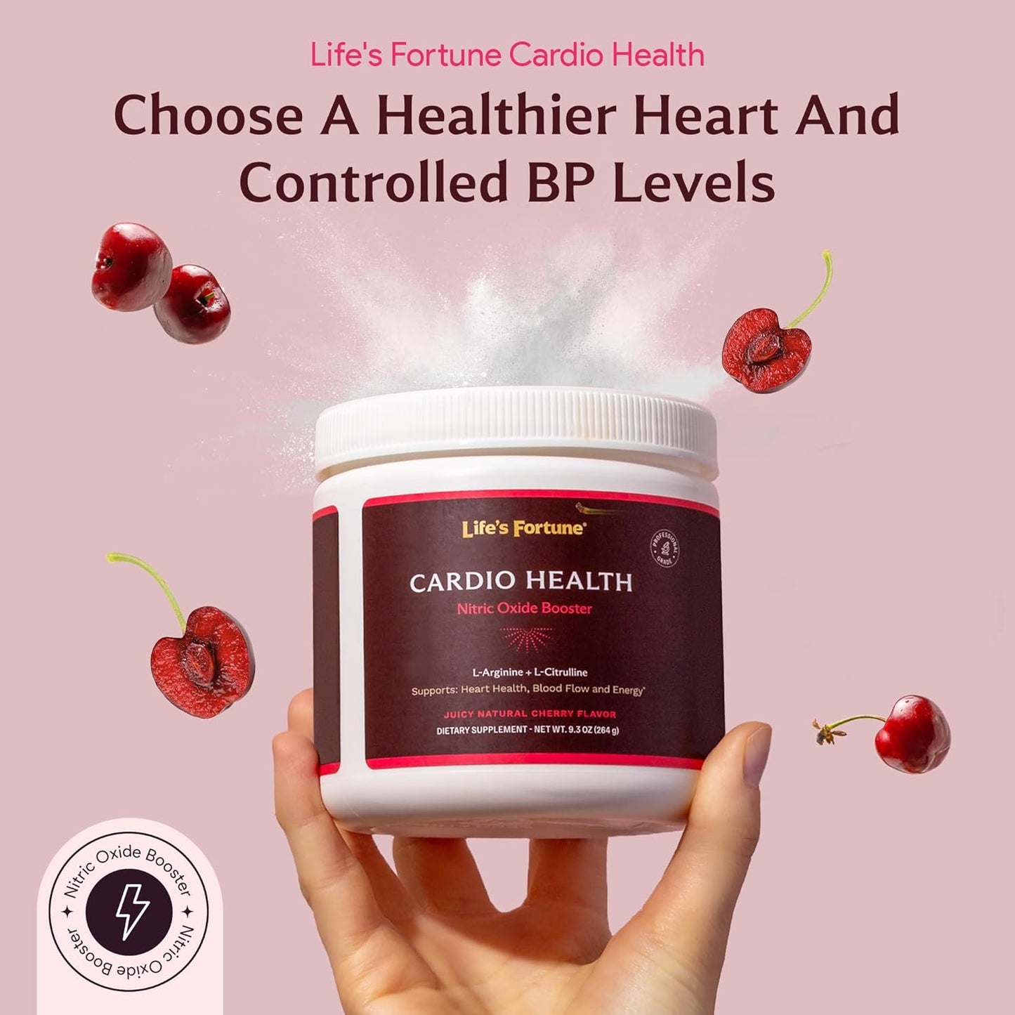 High Potency Nitric Oxide Supplement Powder with L Arginine and L Citrulline - Natural Cherry Flavor - 20 Servings