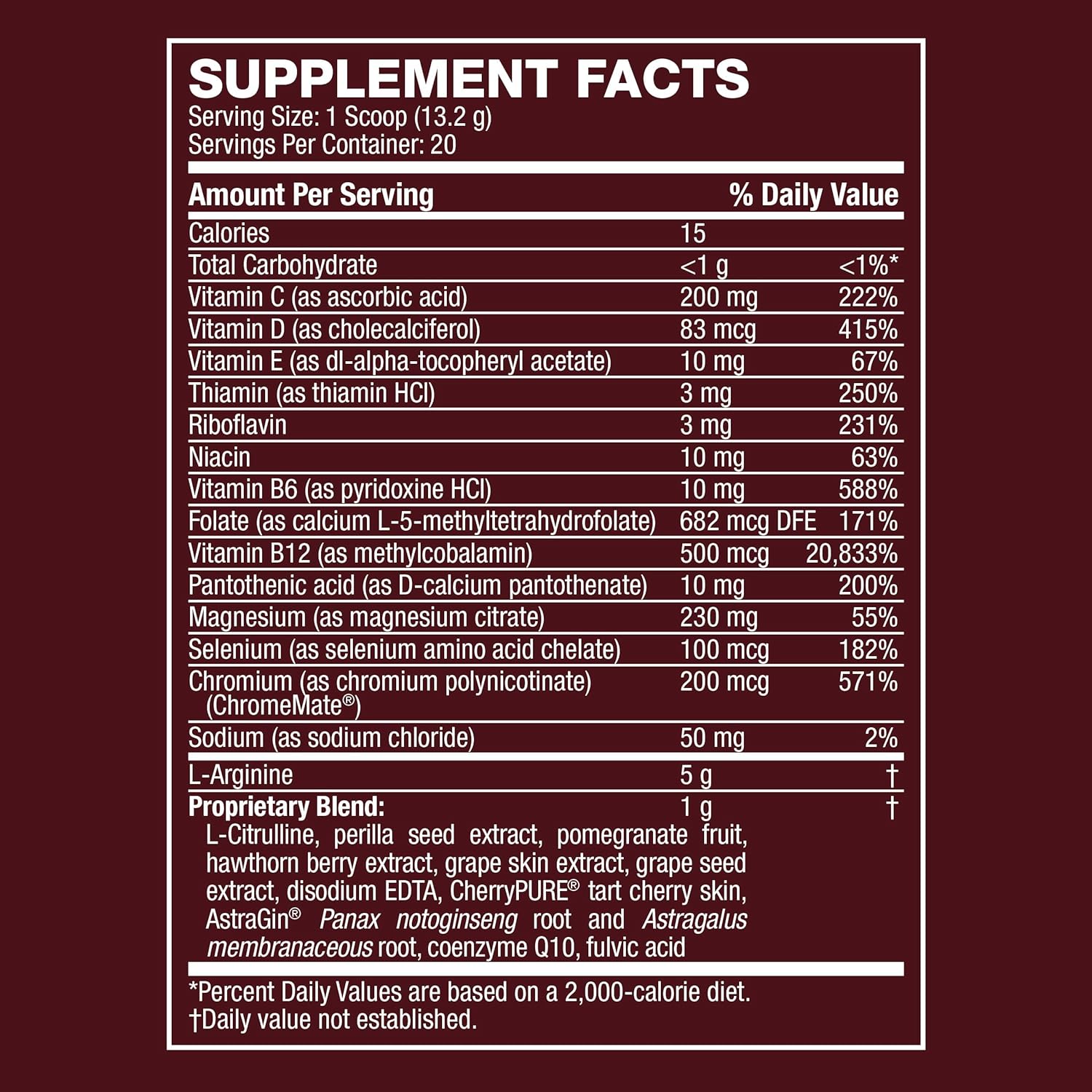 High Potency Nitric Oxide Supplement Powder with L Arginine and L Citrulline - Natural Cherry Flavor - 20 Servings