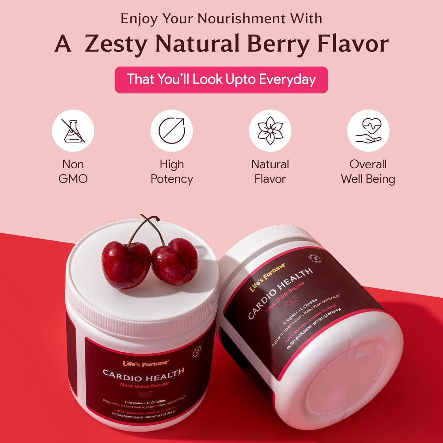 High Potency Nitric Oxide Supplement Powder with L Arginine and L Citrulline - Natural Cherry Flavor - 20 Servings