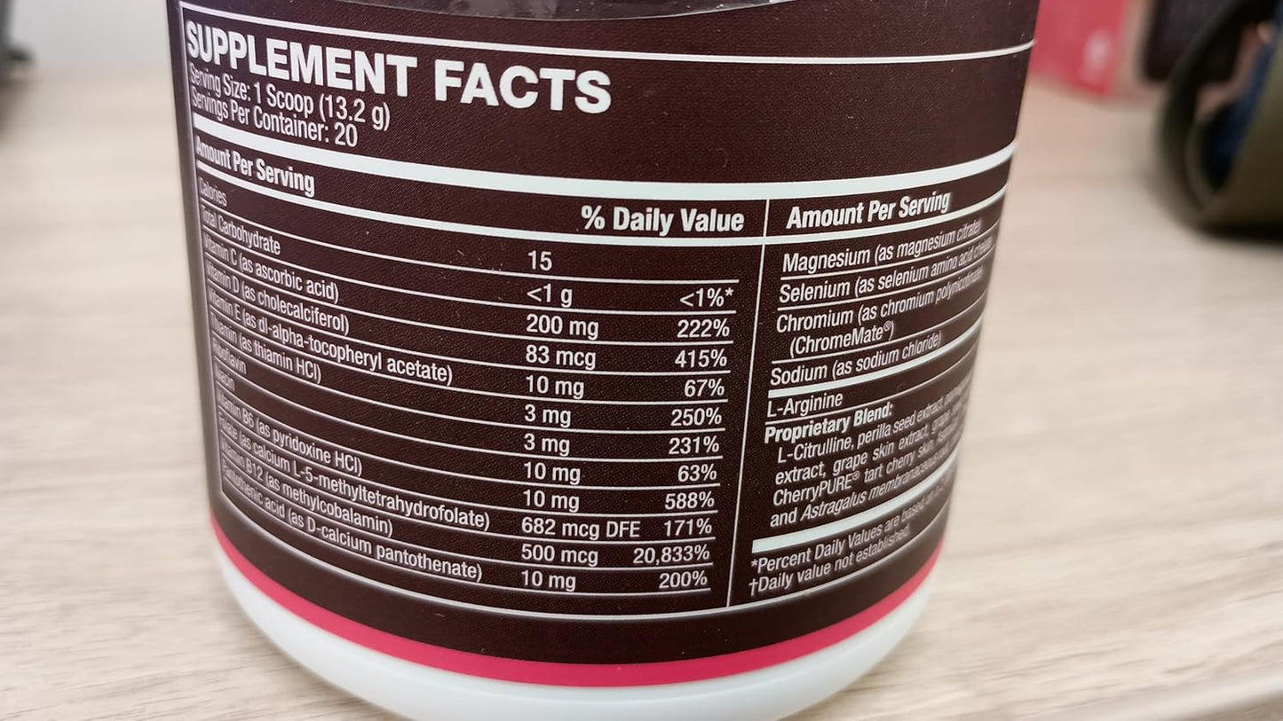 High Potency Nitric Oxide Supplement Powder with L Arginine and L Citrulline - Natural Cherry Flavor - 20 Servings