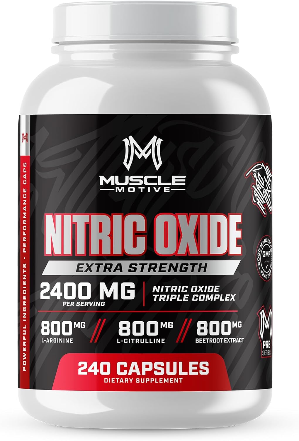 High Potency Nitric Oxide Supplement with L-Arginine, L-Citrulline, and Beet Root Extract - 240 Capsules