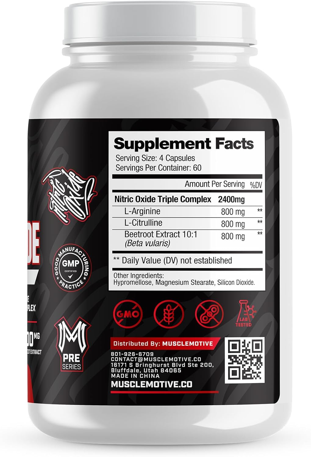 High Potency Nitric Oxide Supplement with L-Arginine, L-Citrulline, and Beet Root Extract - 240 Capsules