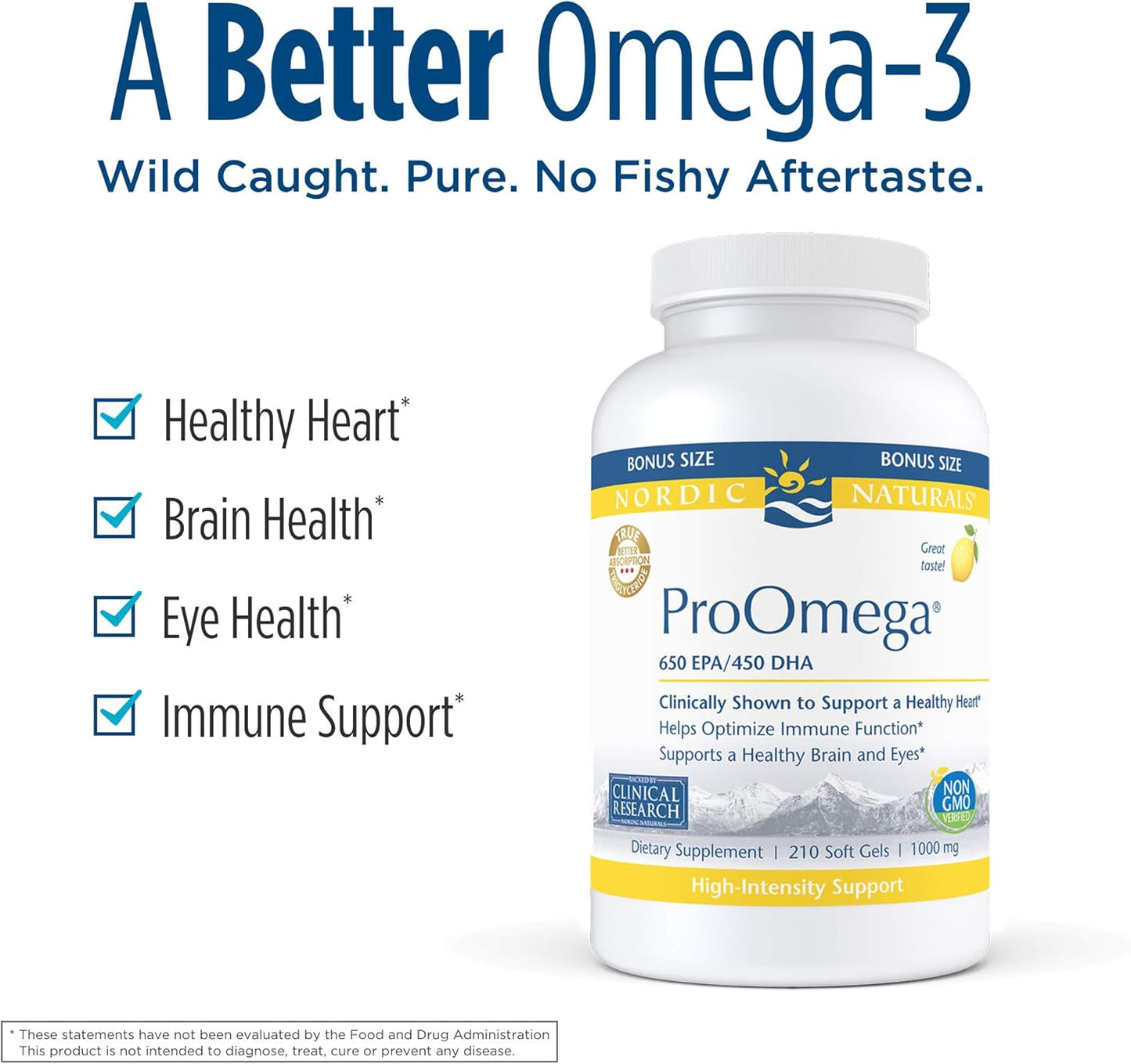 High-Potency Nordic Naturals ProOmega Fish Oil Soft Gels with EPA & DHA for Brain, Eye, Heart, & Immune Health - Lemon Flavor - Non-GMO - 210 Soft Gels