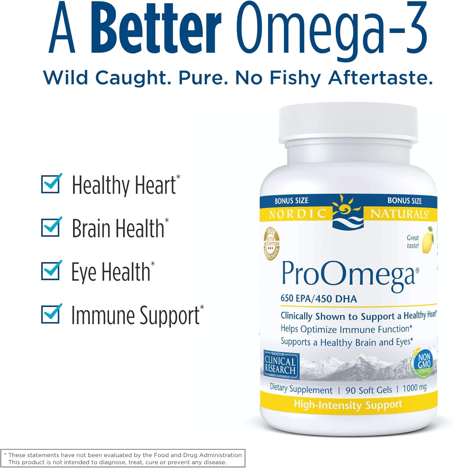 High-Potency Nordic Naturals ProOmega Lemon Flavor Fish Oil Soft Gels - 90 Count - 1280mg Omega-3 - EPA & DHA for Brain, Eye, Heart, & Immune Health - Non-GMO - 45 Servings