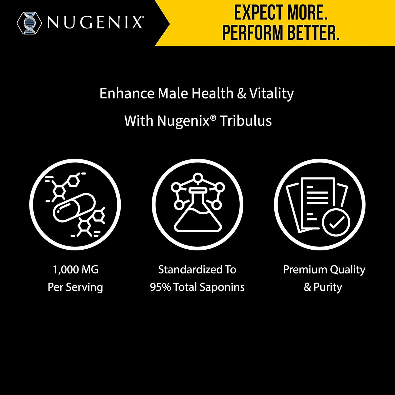 High Potency Nugenix Essentials Tribulus Terrestris Extract for Men - 1000mg, 95% Saponins, Extra Strength - 60 Count