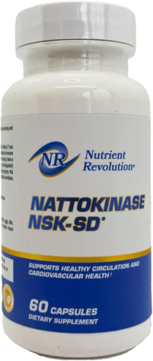 High Potency Nutrient Revolution NSK-SD Nattokinase Supplement for Cardiovascular Support - Optimizes Circulation - Non-GMO & Vegetarian - 60 Ct
