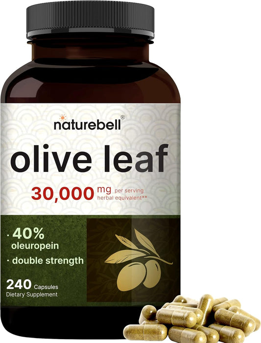 High Potency Olive Leaf Extract Capsules, 30000mg - 240 Count | 40% Oleuropein, 50:1 Concentration - Immune & Heart Health Support - Non-GMO, Rich in Antioxidants