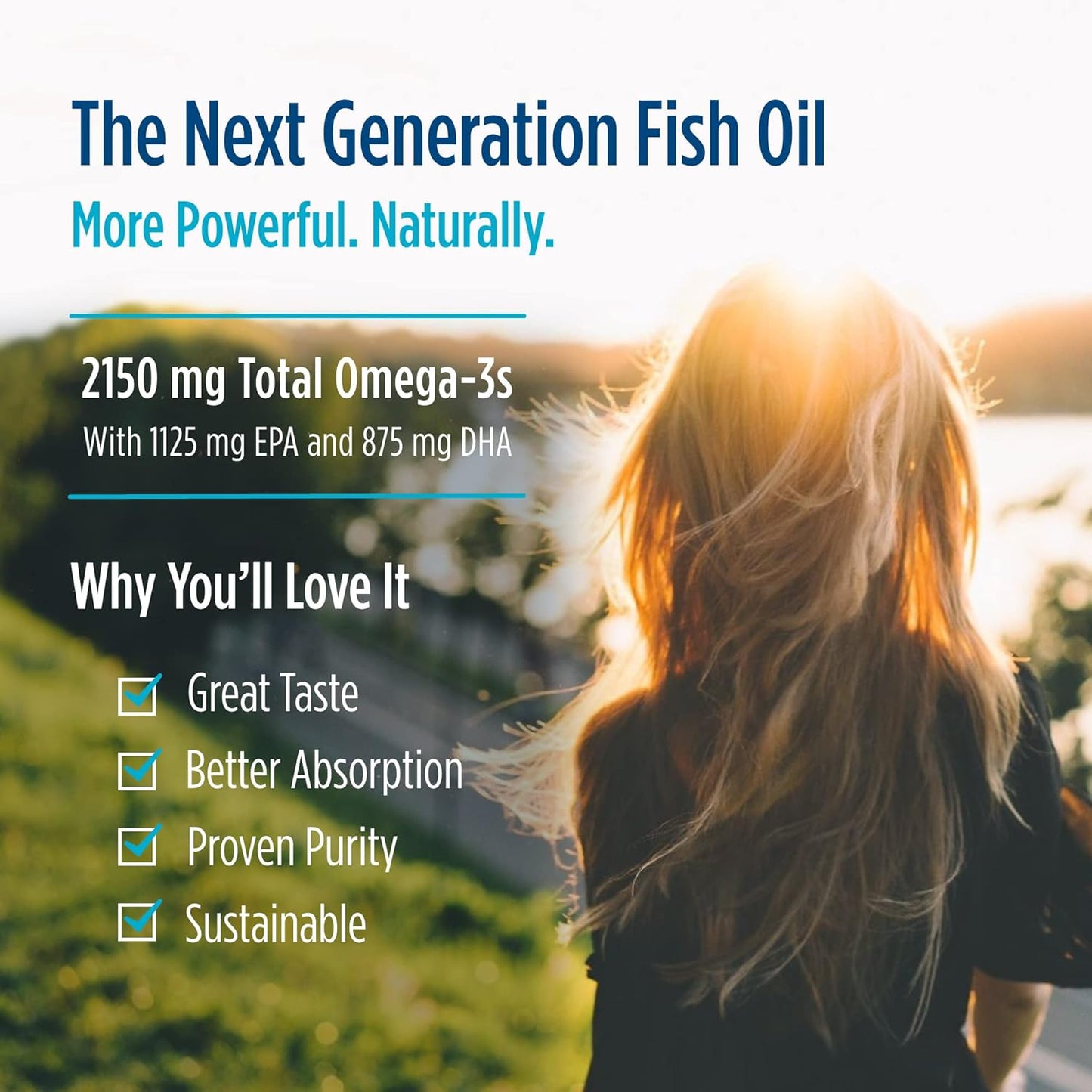 High-Potency Omega-3 Fish Oil Soft Gels, Lemon Flavor - 2150 mg Omega-3, EPA & DHA - Promotes Brain & Heart Health - Non-GMO - 60 Servings