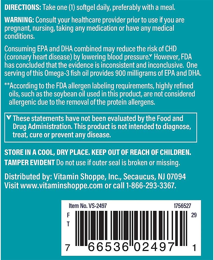 High Potency Omega 3 Fish Oil Softgels for Cardiovascular, Joint, and Brain Health - 1290mg with EPA 735mg & DHA 165mg - Molecularly Distilled - 60 Count