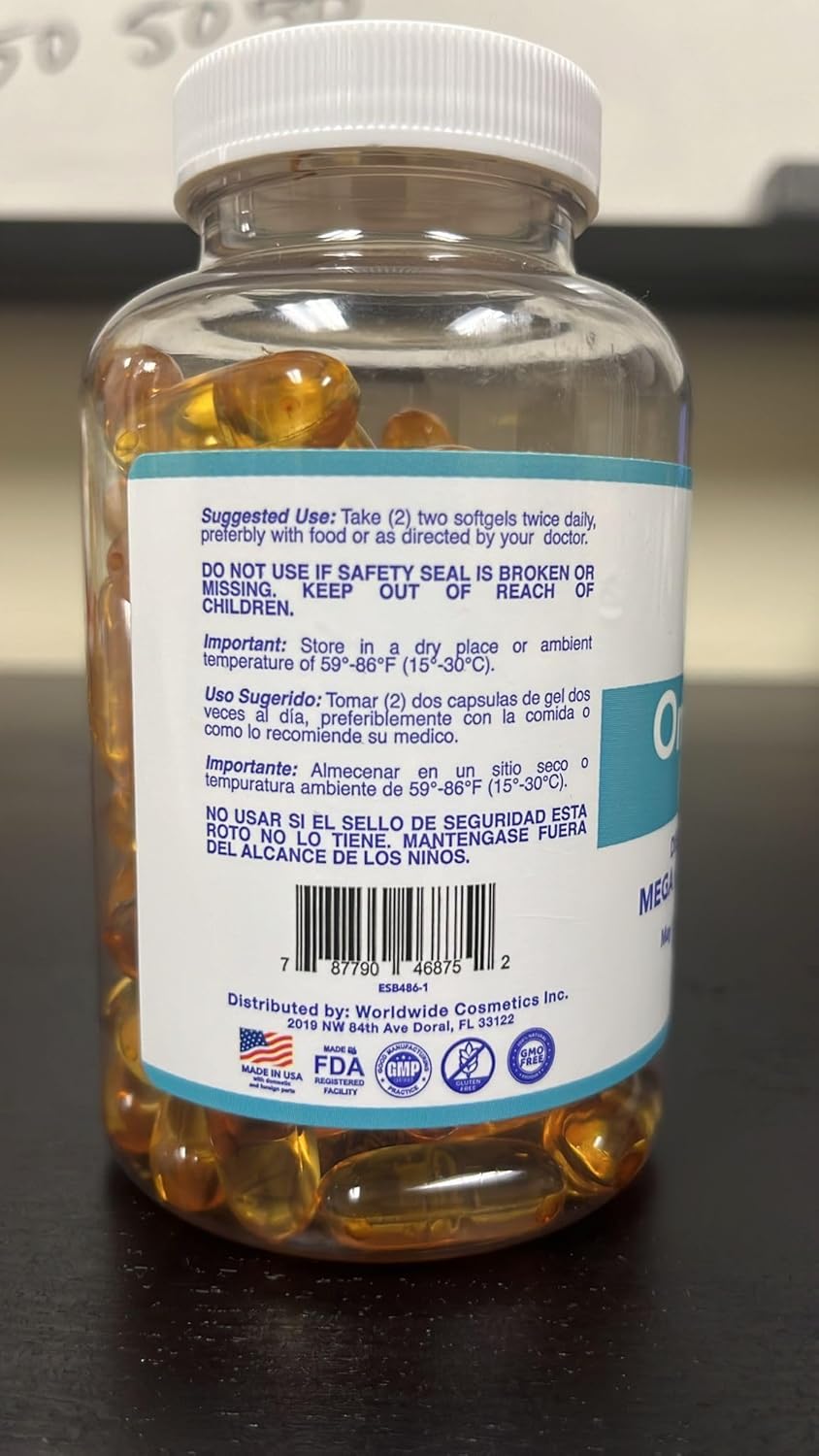 High-Potency Omega-3 Fish Oil Supplement for Heart, Brain, and Immune Support - Mega Concentrated Formula - 60 Softgels