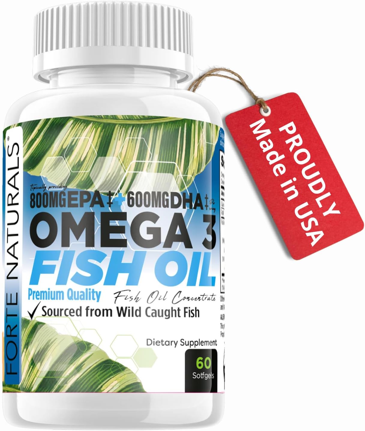 High Potency Omega 3 Fish Oil Supplement with 2000mg Dose - Non GMO Fatty Acid for Pets and Humans - Made in USA