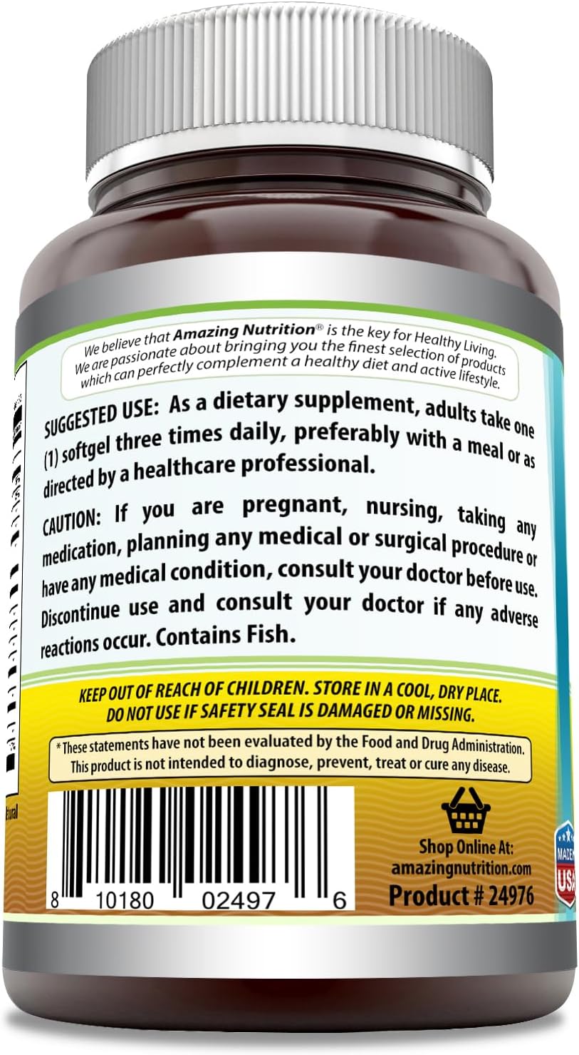 High-Potency Omega 3.6.9 Supplement | 1200 Mg Per Serving | 250 Softgels | Unflavored | Non-GMO | Gluten-Free | USA-Made