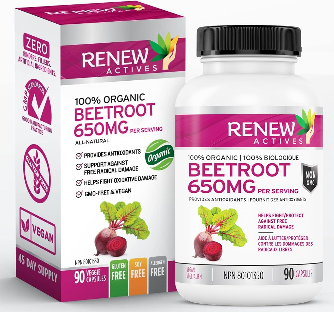 High-Potency Organic Beetroot Supplement for Circulation, Energy, & Antioxidant Benefits - 90 Veggie Capsules from Canada