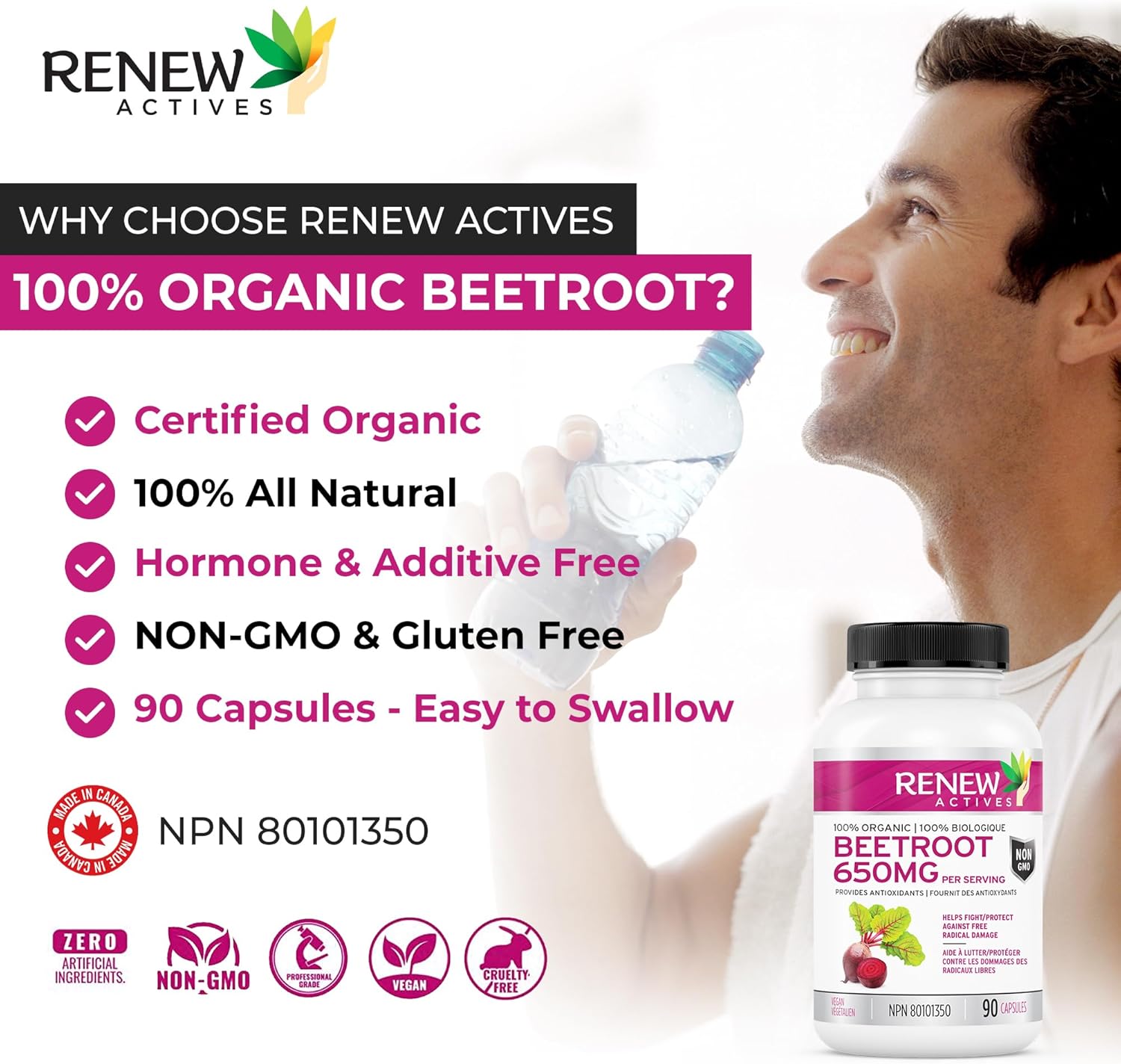 High-Potency Organic Beetroot Supplement for Circulation, Energy, & Antioxidant Benefits - 90 Veggie Capsules from Canada