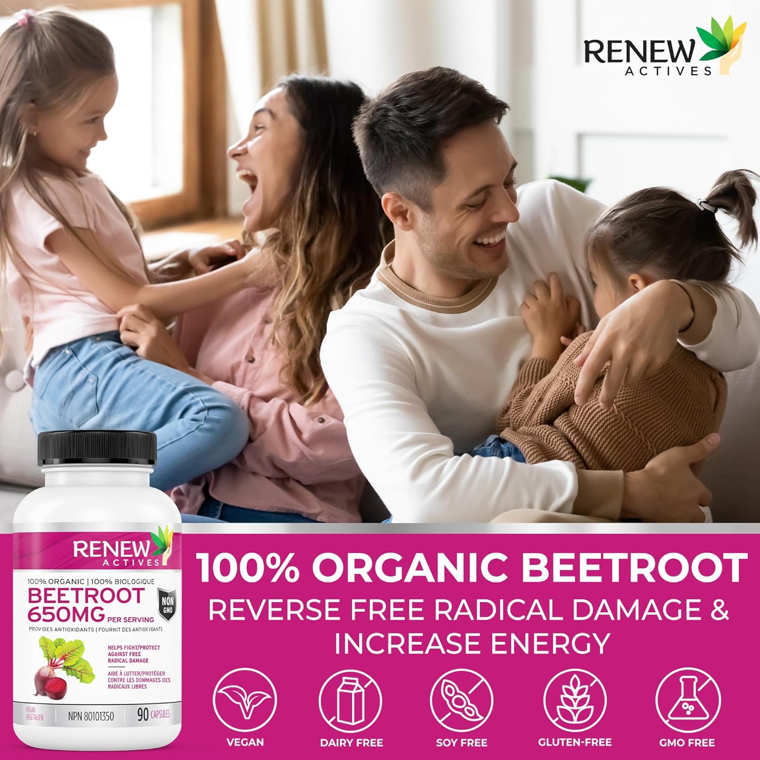 High-Potency Organic Beetroot Supplement for Circulation, Energy, & Antioxidant Benefits - 90 Veggie Capsules from Canada