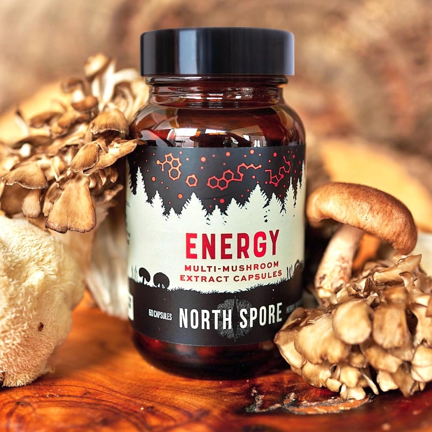 High Potency Organic Mushroom Blend for Stamina & Endurance | Cordyceps, Reishi, Turkey Tail | 60 Day Supply | 100% Fruiting Body Extracts | Vegan, Non-GMO | Made in USA