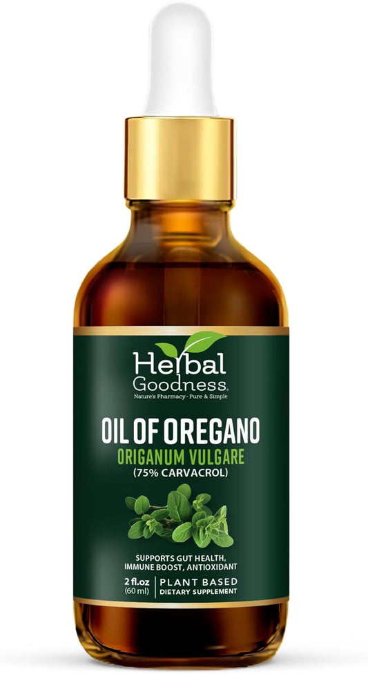 High-Potency Organic Oregano Oil Drops - 75% Carvacrol, 2 fl oz with Olive Oil - Immune & Digestive Support - Antioxidant Benefits