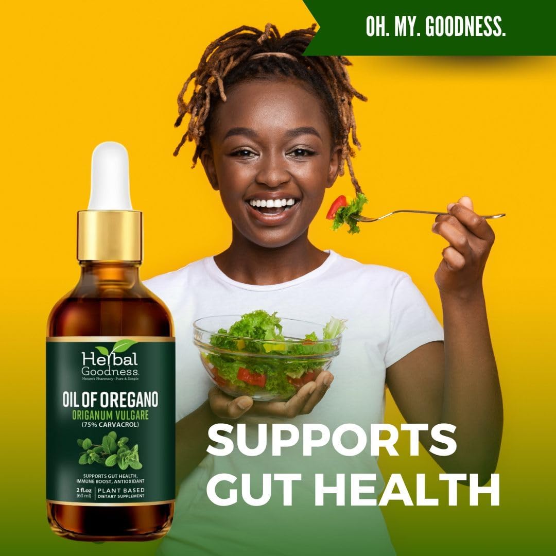 High-Potency Organic Oregano Oil Drops - 75% Carvacrol, 2 fl oz with Olive Oil - Immune & Digestive Support - Antioxidant Benefits