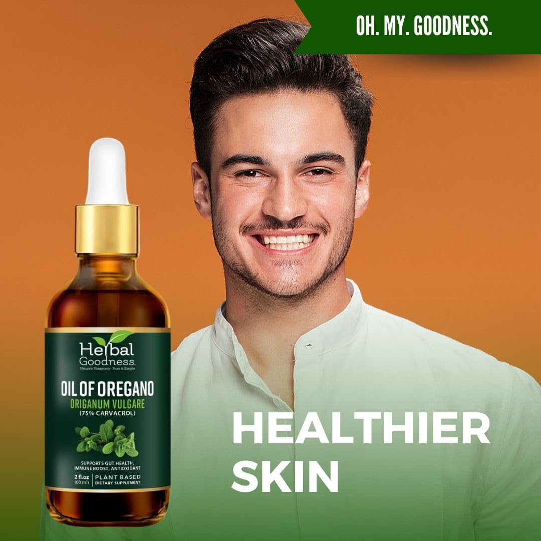High-Potency Organic Oregano Oil Drops - 75% Carvacrol, 2 fl oz with Olive Oil - Immune & Digestive Support - Antioxidant Benefits