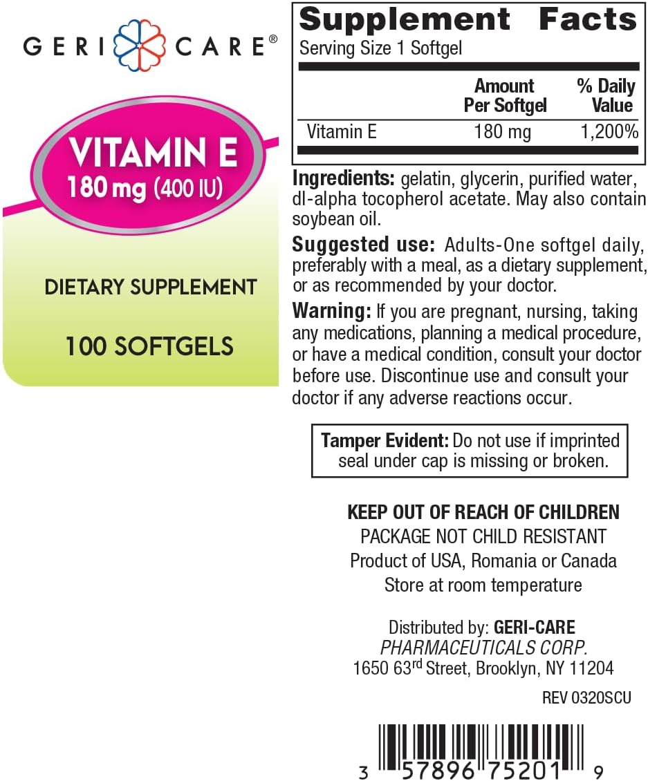 High-Potency Organic Vitamin E Capsules - 400 IU for Skin & Immune Support | 100 Count for Women and Men | Alternative to Nature Bounty & Solgar