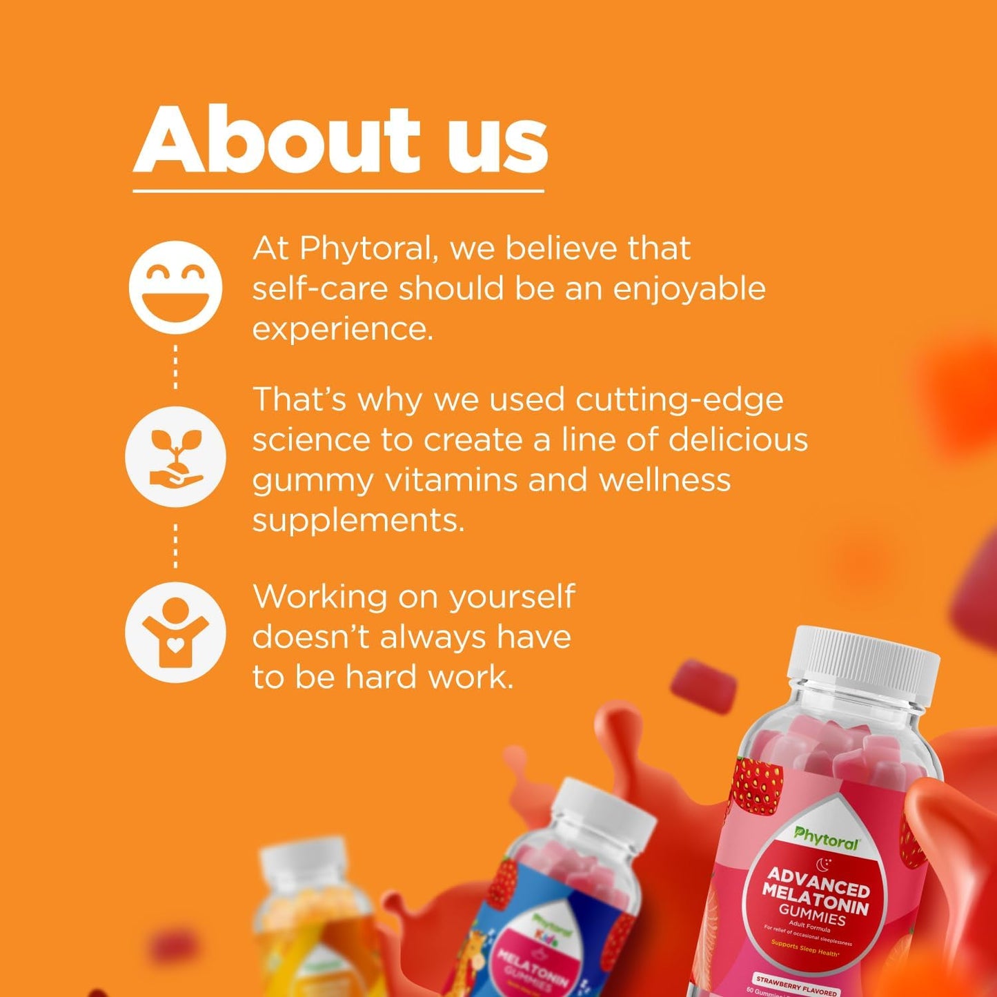 High Potency Phytoral Natural Vitamin C Gummies for Adults - Immune Support & Brain Vitamins Booster