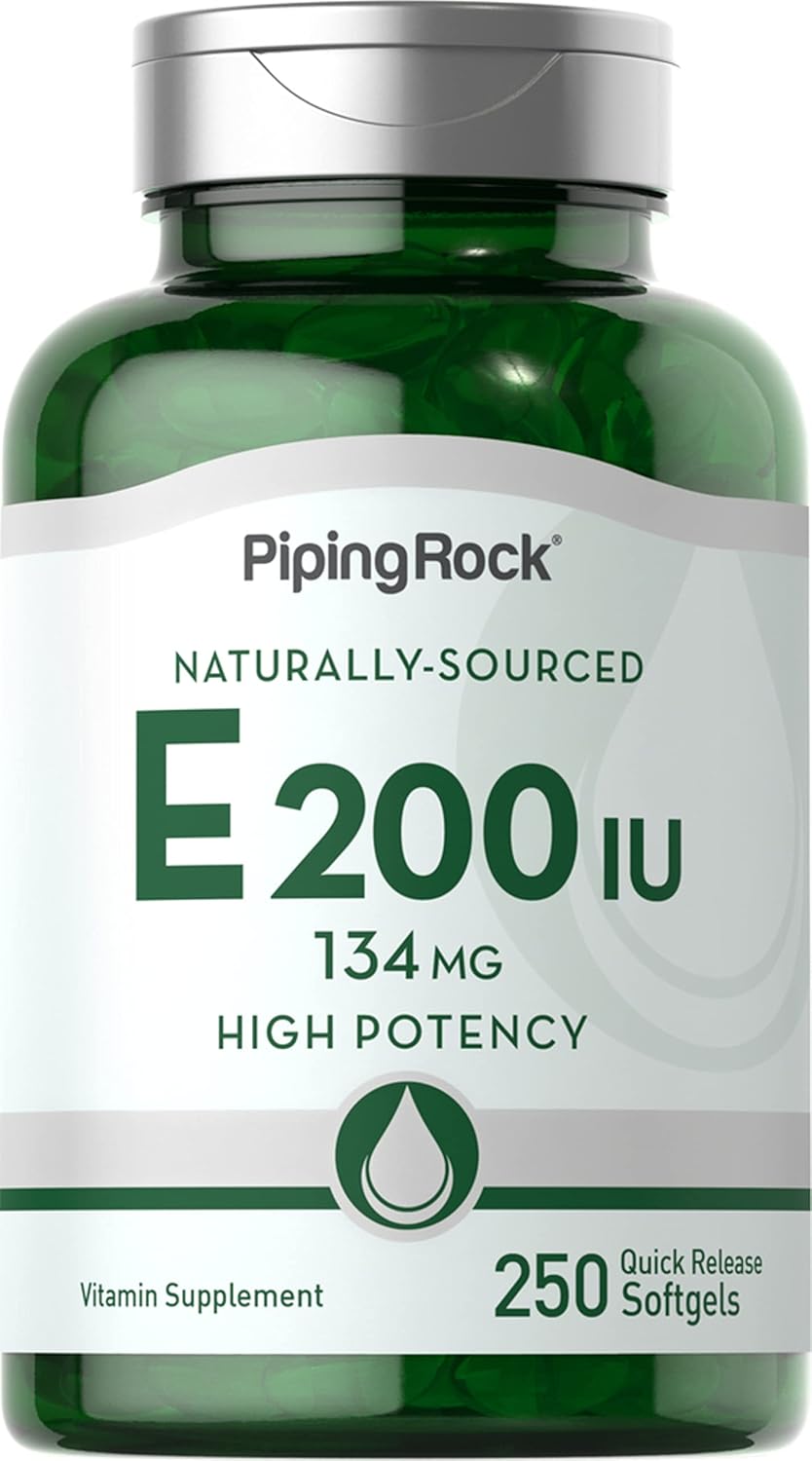 High-Potency Piping Rock Vitamin E Softgel Capsules - 250 Count | 200 IU Supplement | Non-GMO, Gluten Free
