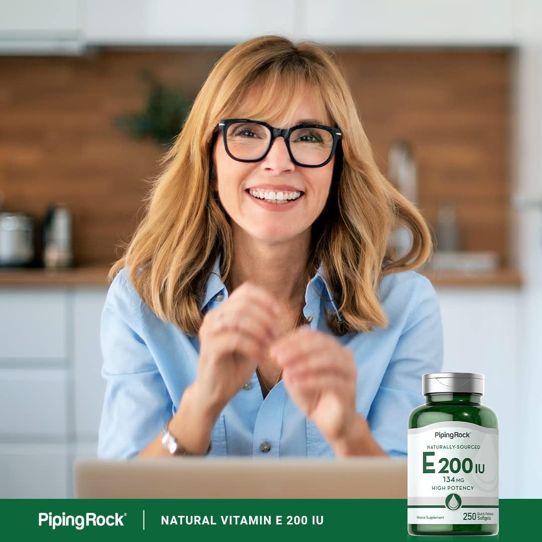 High-Potency Piping Rock Vitamin E Softgel Capsules - 250 Count | 200 IU Supplement | Non-GMO, Gluten Free