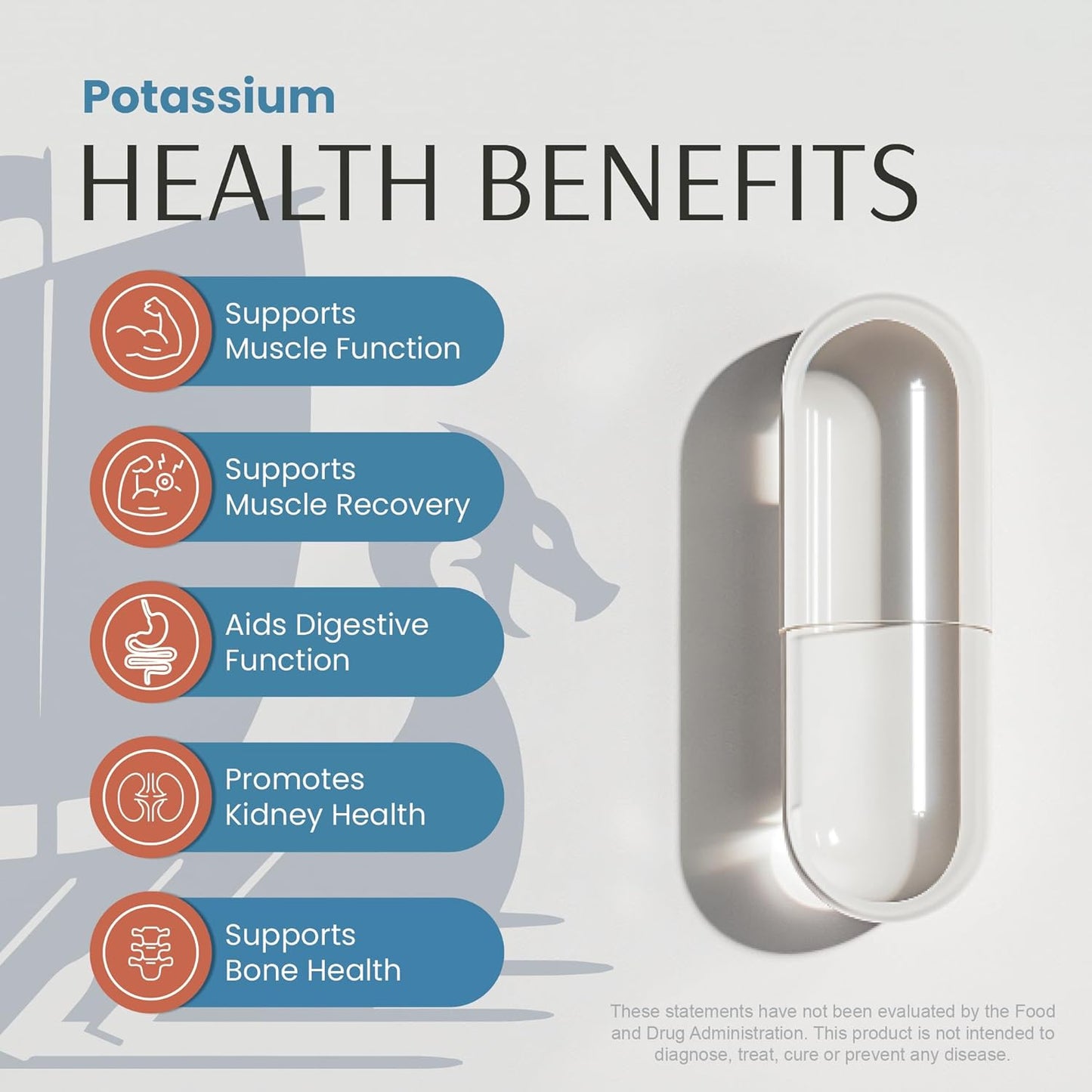 High-Potency Potassium Citrate Capsules - 500mg Per Serving for Muscle Function & Heart Health - Vegan, Non-GMO - 120 Capsules