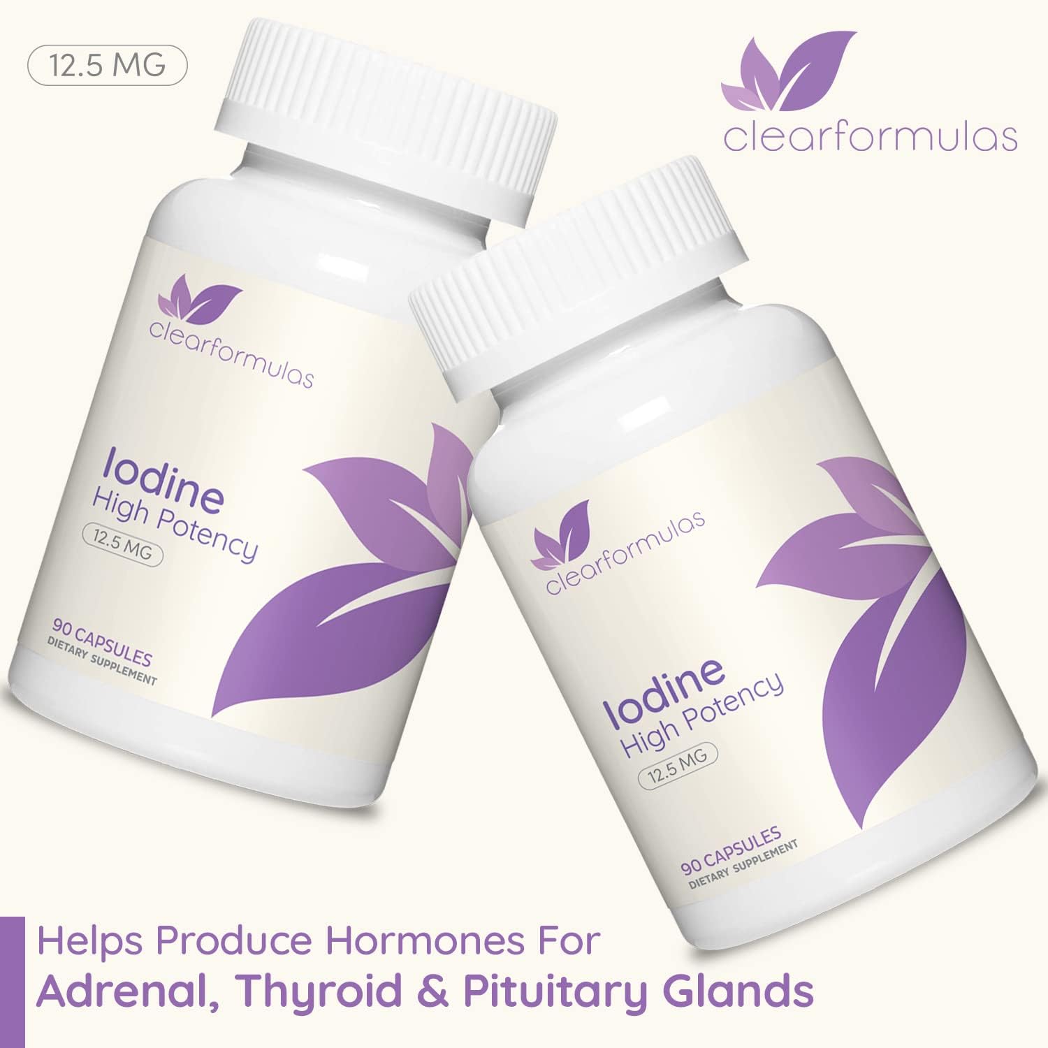 High Potency Potassium Iodine Supplement - 12.5mg Capsules for Thyroid Support & Immunity Boost (90 Count)