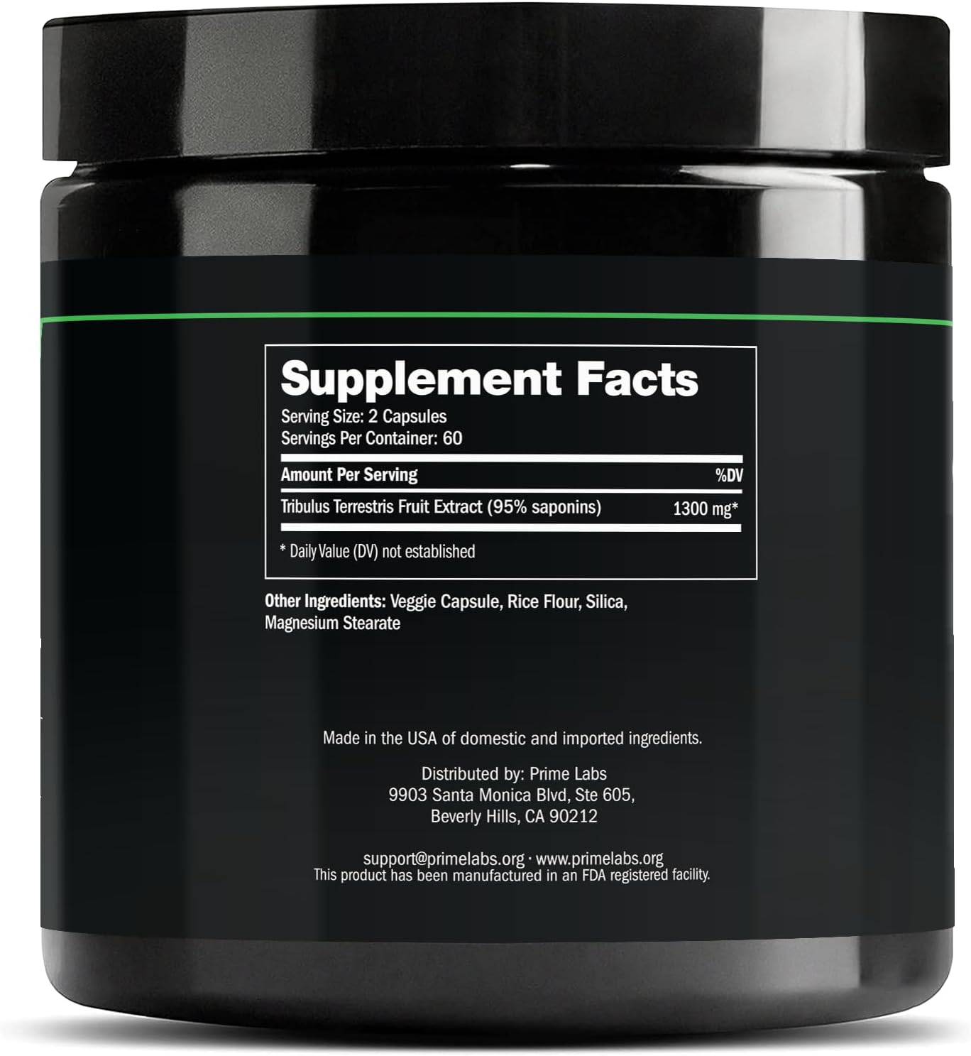 High Potency Prime Labs Tribulus Terrestris for Men - 1300mg with 95% Saponins - Boost Energy, Vitality, Strength - 120 Capsules