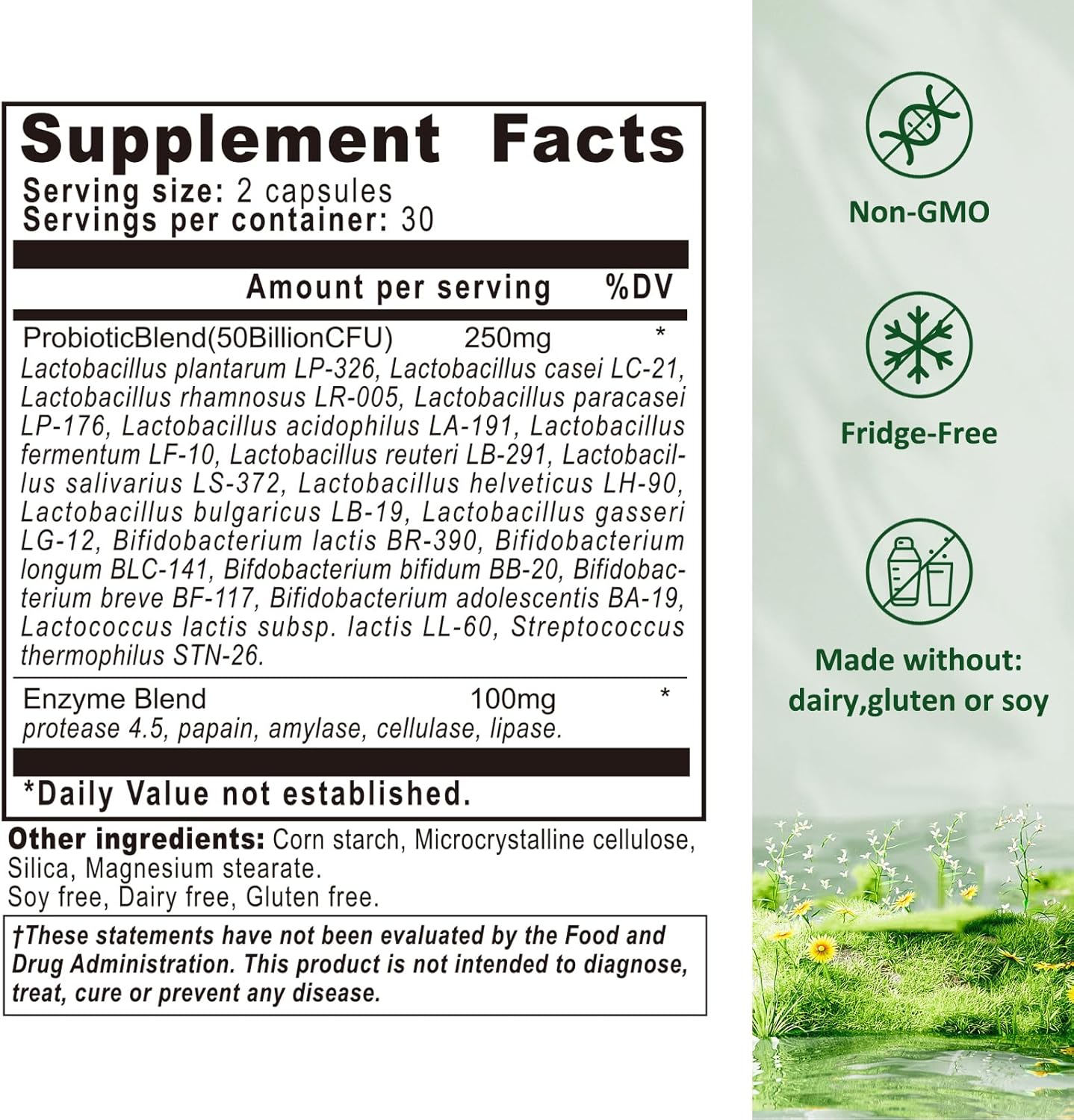 High Potency Probiotic Capsules for Gut Health - 50 Billion CFU, 18 Strains, 5 Digestive Enzymes - Supports Immune System, Gas & Bloating - Non-GMO, Gluten Free - 60 Count