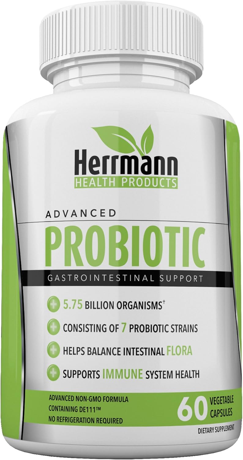 High Potency Probiotic Capsules for Men and Women | 7 Strain Formula | 5.75 Billion Organisms | Non-GMO | GMP Certified | 60 Capsules