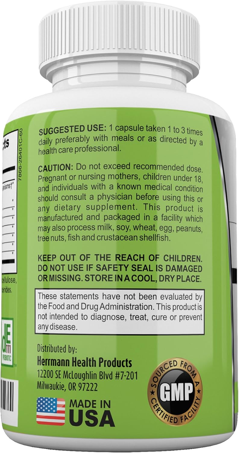 High Potency Probiotic Capsules for Men and Women | 7 Strain Formula | 5.75 Billion Organisms | Non-GMO | GMP Certified | 60 Capsules