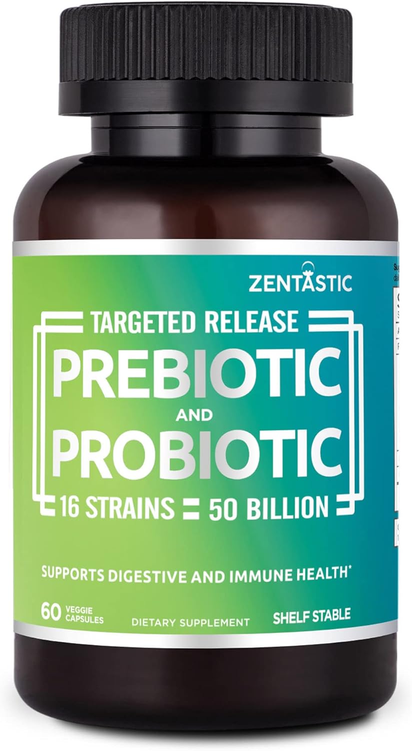 High Potency Probiotic & Prebiotic Supplement - 50 Billion CFU - Immune & Digestive Support for Men & Women - 16 Strains - 60 Delayed Release Capsules