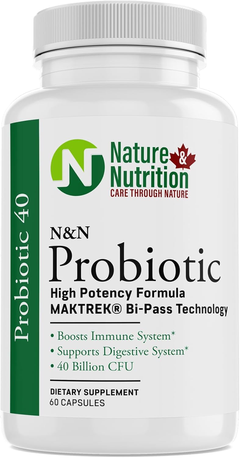 High Potency Probiotic Supplement - 40 Billion CFU, 60 Capsules - Nature & Nutrition - Pack of 1