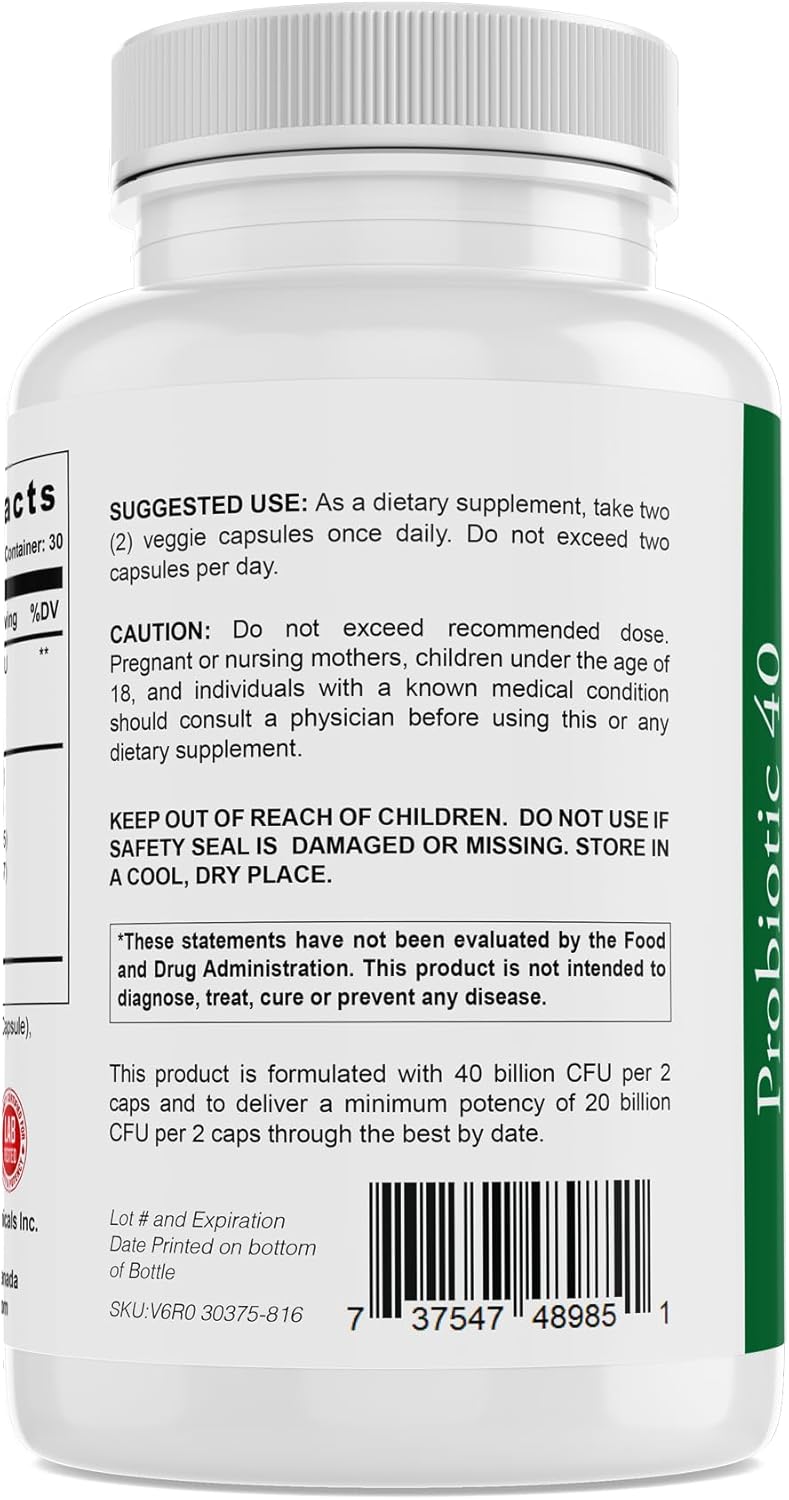 High Potency Probiotic Supplement - 40 Billion CFU, 60 Capsules - Nature & Nutrition - Pack of 1