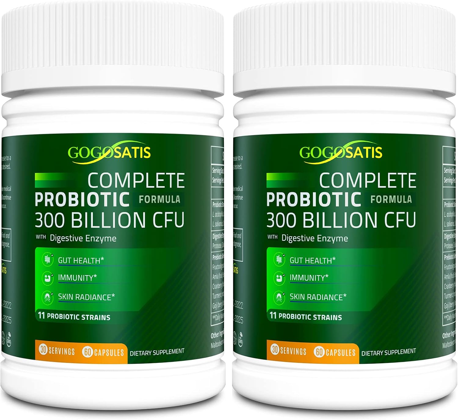 High Potency Probiotic Supplement for Digestion & Immune Support - 300 Billion CFU, 11 Strains - 120 Count - Women and Men's Probiotics with Herbal Enzymes