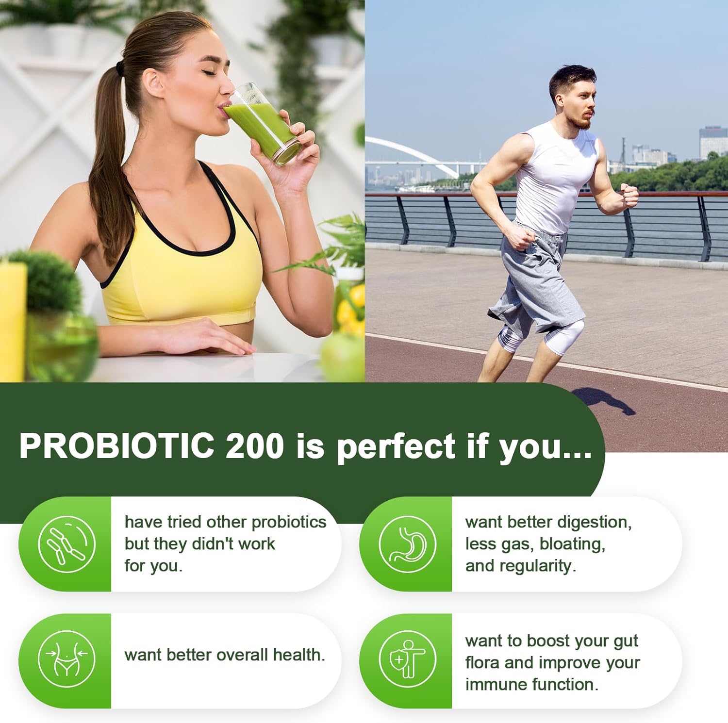 High Potency Probiotic Supplement for Digestive & Immune Health - 200 Billion CFU, 12 Strains, Organic Prebiotics, 180 Capsules
