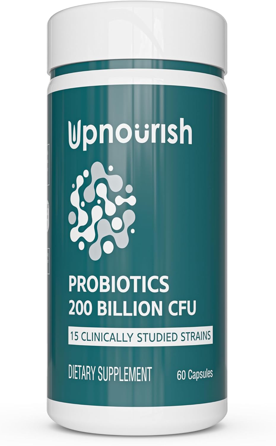 High Potency Probiotic Supplement with 200 Billion CFUs, 15 Strains, Prebiotics & Enzymes - 60 Vegan Capsules
