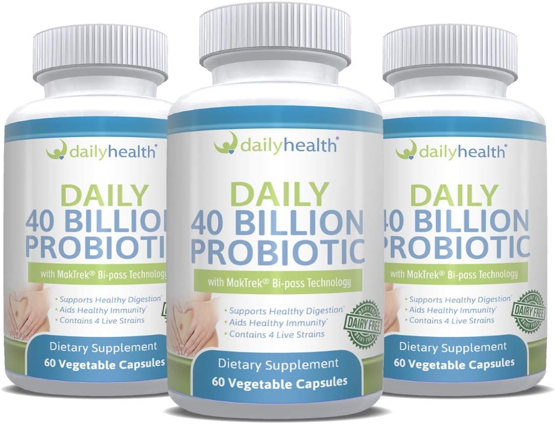 High Potency Probiotic Supplement with 40 Billion CFU, MakTrek Bi-Pass Technology, 180 Veggie Capsules for Digestion & Immune Health