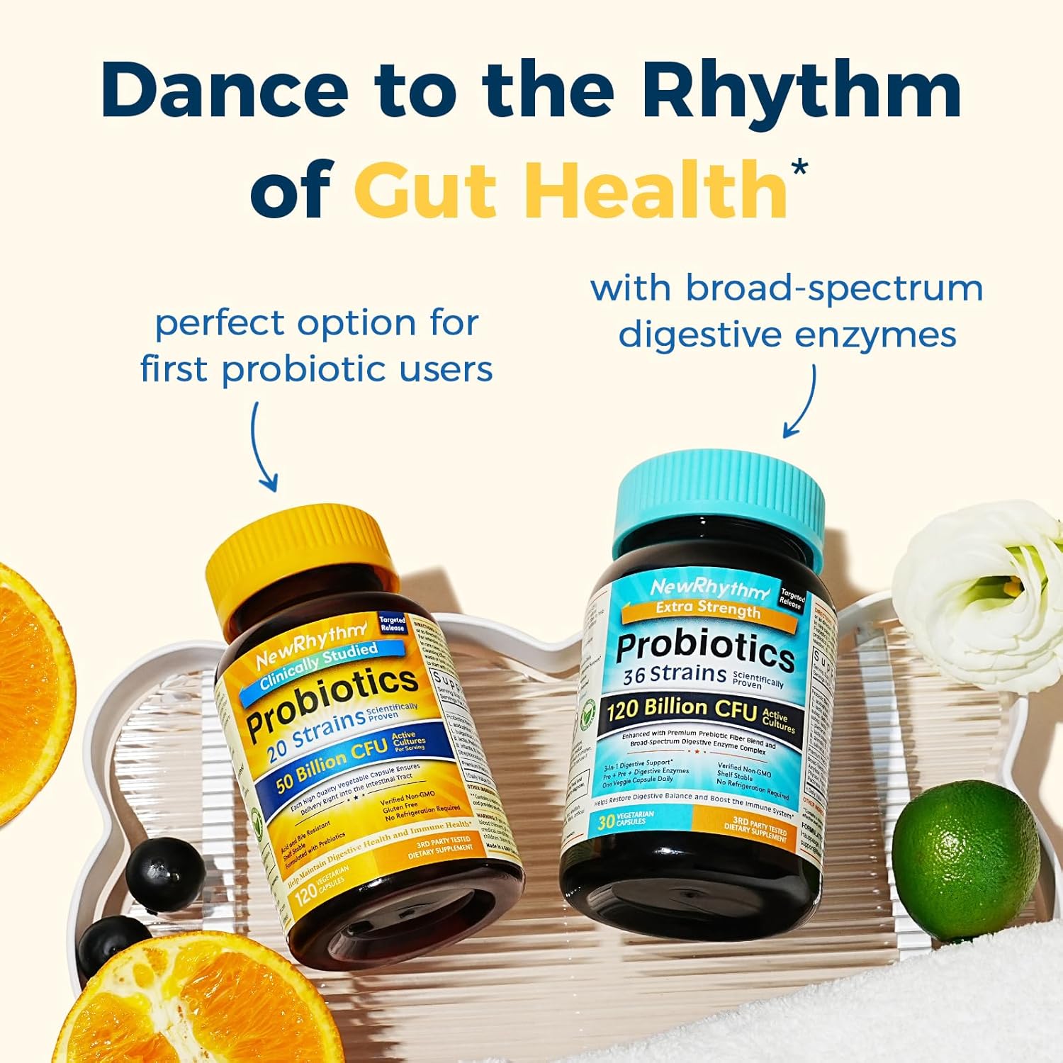 High Potency Probiotic Supplement with 50 Billion CFU, 20 Strains, 120 Capsules, Targeted Release, Acid Resistant, No Refrigeration Needed, Non-GMO, Gluten Free - 1 Pack