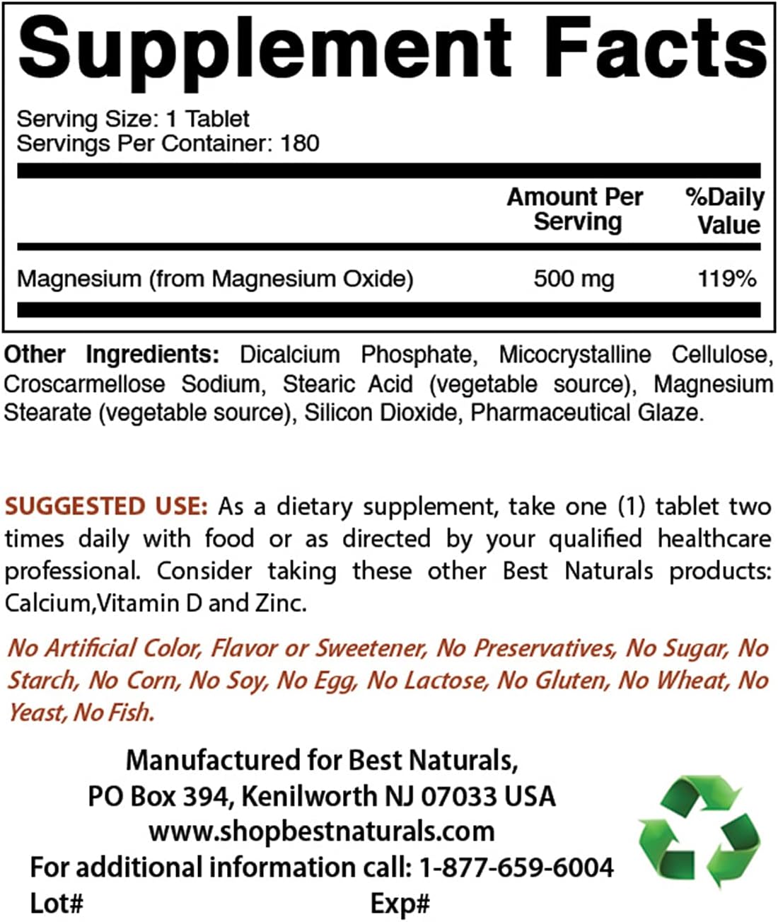 High Potency Probiotic with 10 Strains, 30 Billion CFU, and 500 mg of Magnesium Oxide
