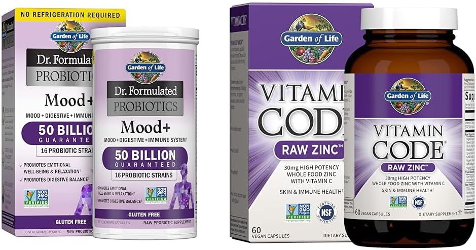 High Potency Probiotic & Zinc Supplement for Mood Support - Garden of Life Dr. Formulated Probiotics & Multimineral Formula