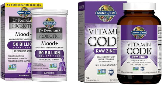 High Potency Probiotic & Zinc Supplement for Mood Support - Garden of Life Dr. Formulated Probiotics & Multimineral Formula