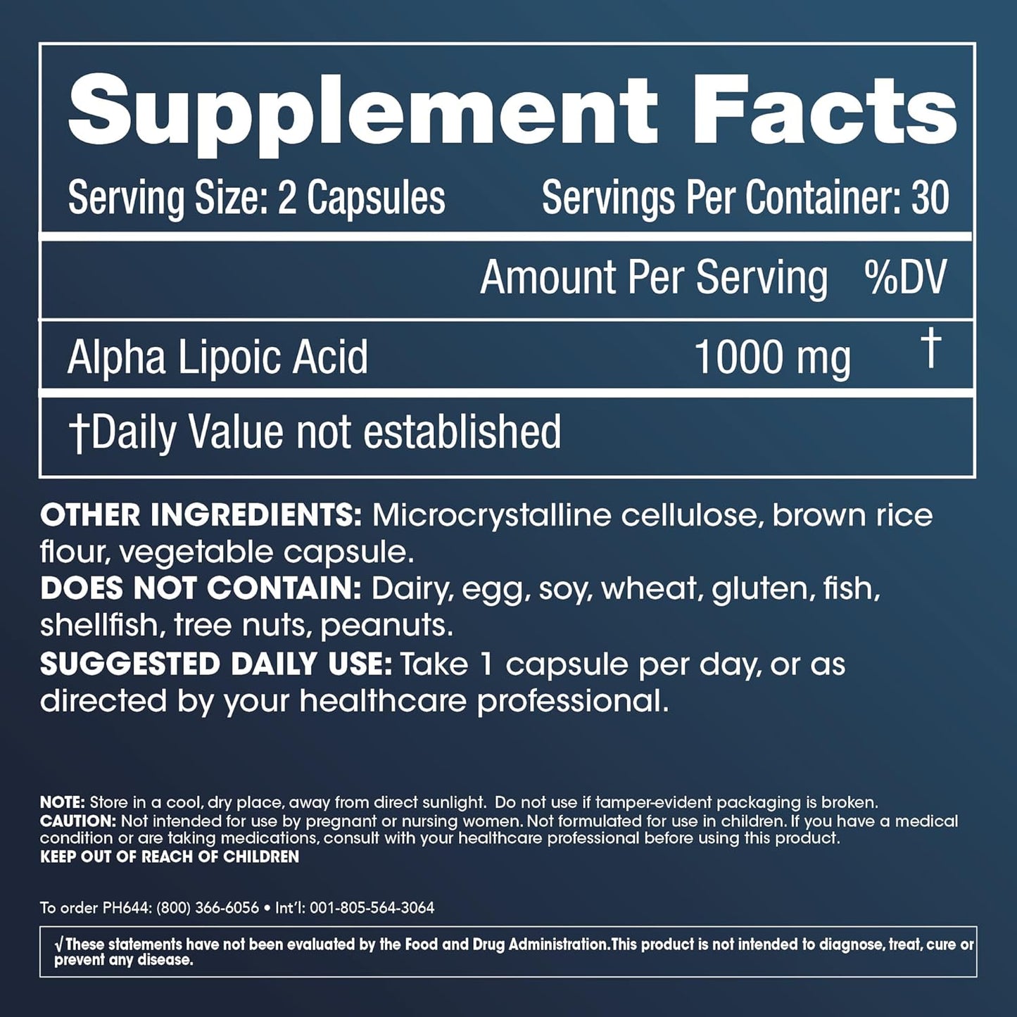 High Potency ProHealth Alpha Lipoic Acid 1000mg for Metabolism, Skin, Energy. Combat Fatigue, Brain Fog. Heart, Brain, Liver Health Support. 30 Servings.