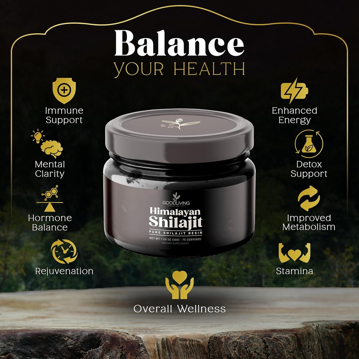 High Potency Pure Himalayan Shilajit Resin for Energy, Strength & Immune Support - 85+ Minerals, 75% Fulvic Acid - Lab-Tested 30g Shilajit Supplement for Men & Women