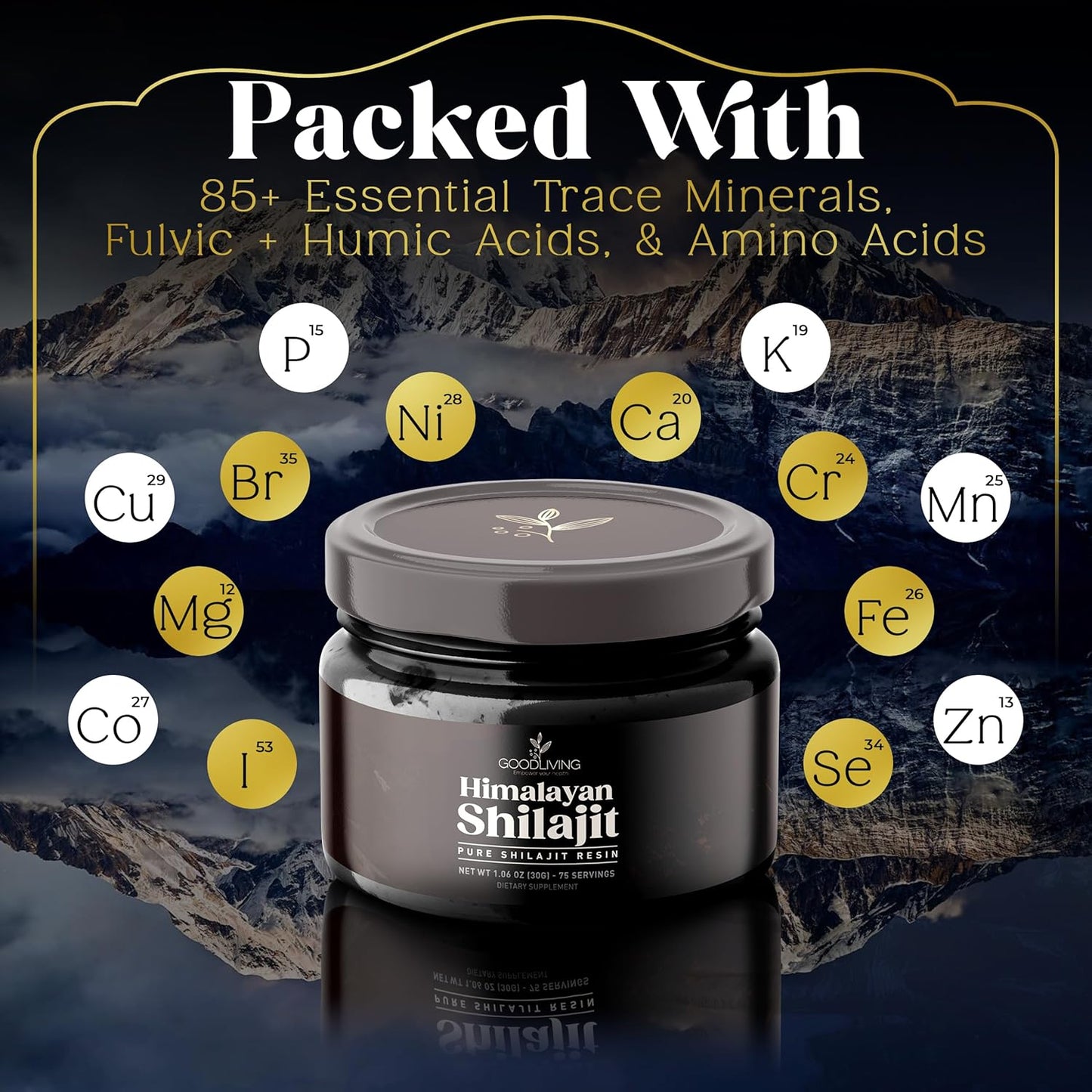 High Potency Pure Himalayan Shilajit Resin for Energy, Strength & Immune Support - 85+ Minerals, 75% Fulvic Acid - Lab-Tested 30g Shilajit Supplement for Men & Women