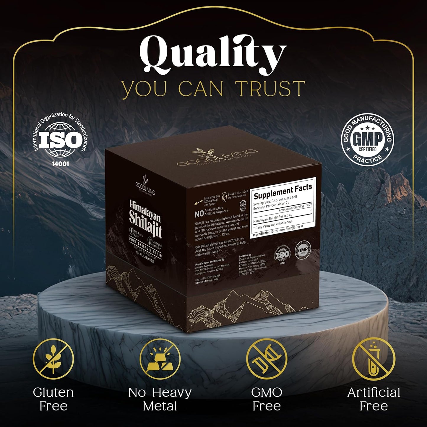 High Potency Pure Himalayan Shilajit Resin for Energy, Strength & Immune Support - 85+ Minerals, 75% Fulvic Acid - Lab-Tested 30g Shilajit Supplement for Men & Women