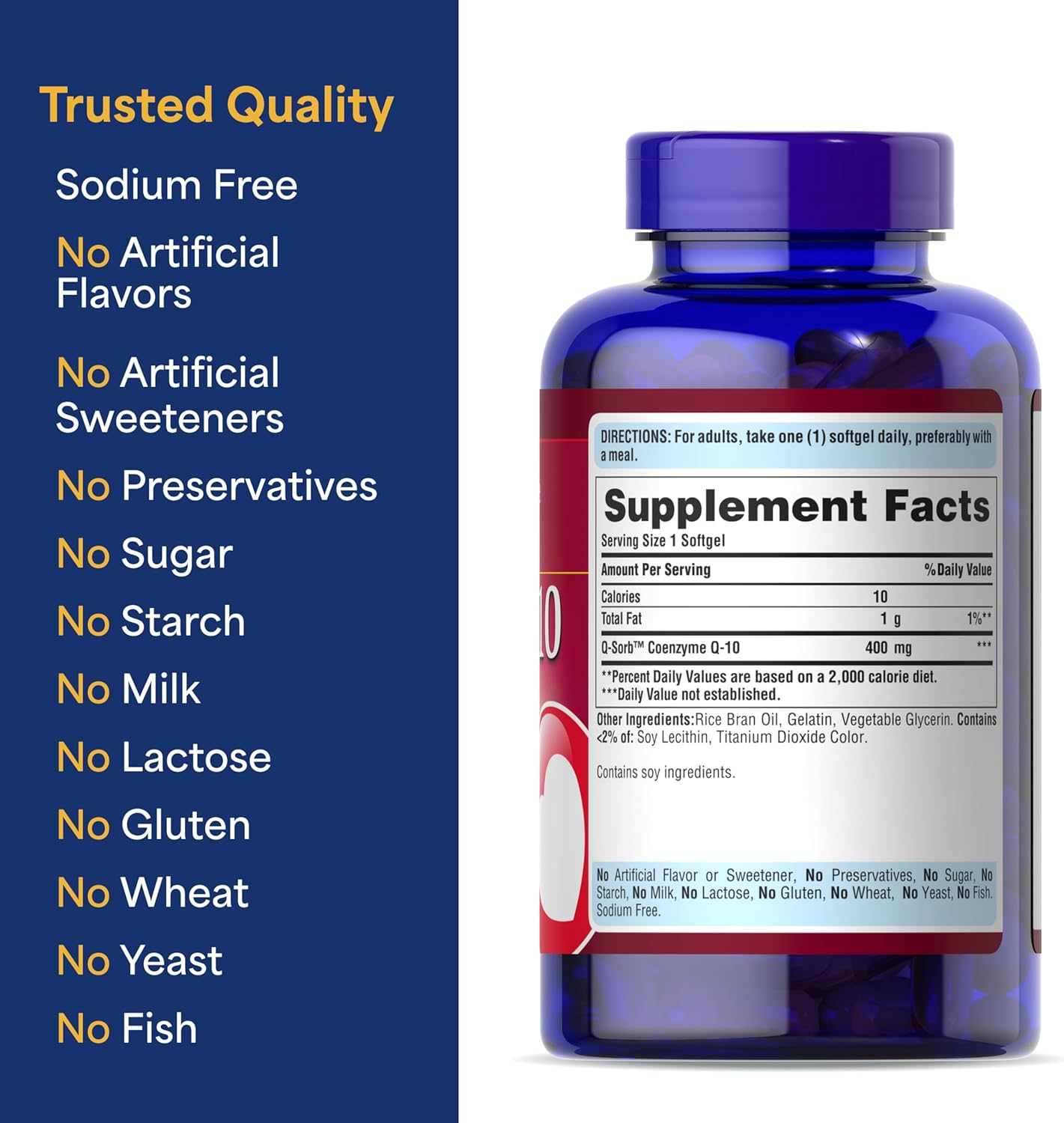 High Potency Q-Sorb CoQ10 Softgels - 400 Mg, 120 Count by Puritan's Pride