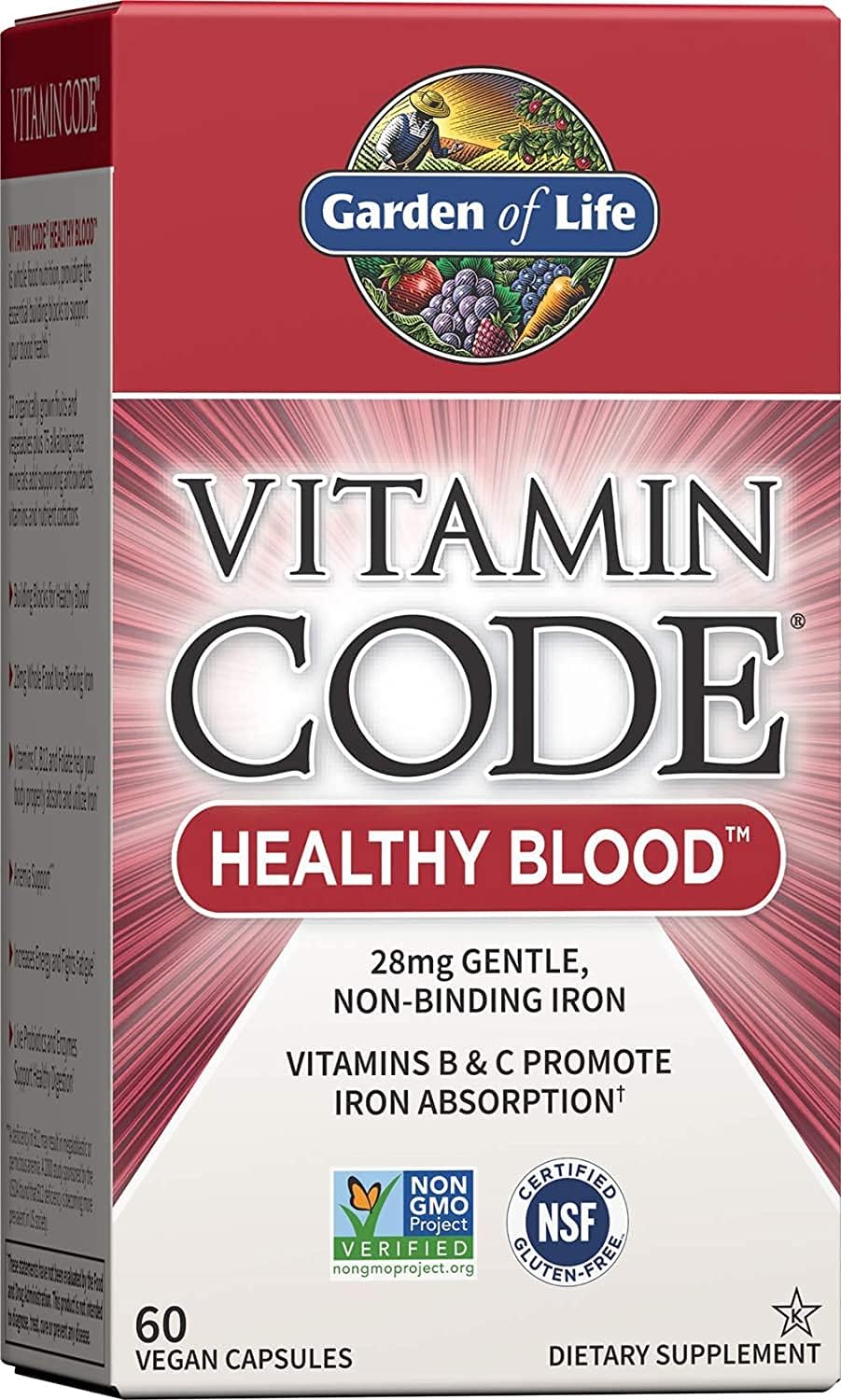 High Potency Raw Zinc & Vitamin C Multimineral Supplement - Garden of Life Vitamin Code Healthy Blood Capsules, 60ct & Zinc Supplements, 30mg